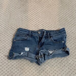 art class Dark Blue Distressed Rolled-Hem Jean Shorts